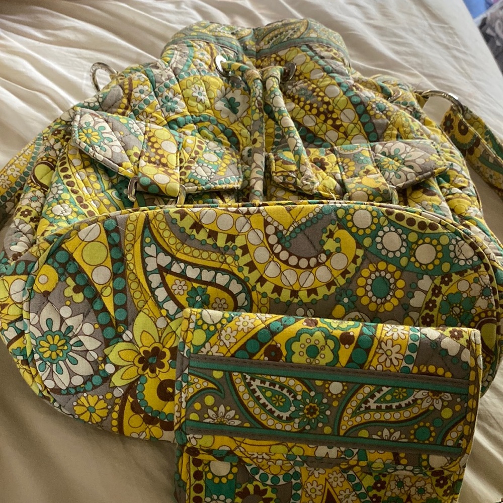 Vera Bradley drawstring bag with matching small wallet